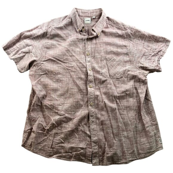 Rowm Men's Shirt Size 2XB Short Sleeve Button Up Shirt Red Woven Textured Casual - Picture 1 of 12